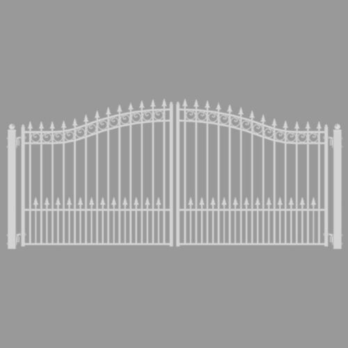 ALEKO White Prague Style Iron Wrought Dual Driveway Gate 14' High Quality