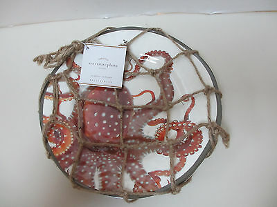 Pottery Barn Sea Life Critter Melamine Salad Plates - set of 4 New with netting.
