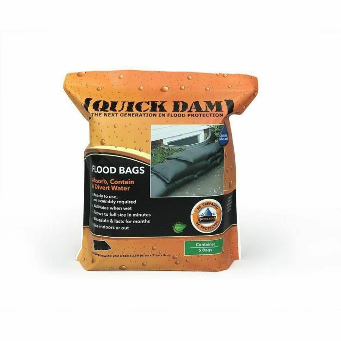 Quick Dam Water Activated Flood Bags 1ft x 2ft, 6-Pack MPN # QD1224-6