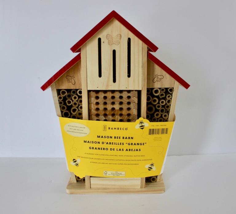 Bambeco Bamboo MASON BEE BARN House Hive Nesting Box Butterflies 15