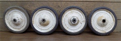 4 Vintage Metal Baby Buggy Wheels Pedal car Garden Cart Pumpkin Wagon a28