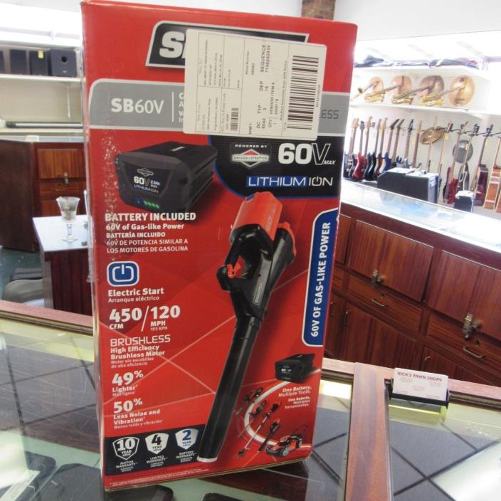 Snapper SB60V Li-Ion 60V Max Cordless Axial Brushless Leaf Blower Open Box/Displ