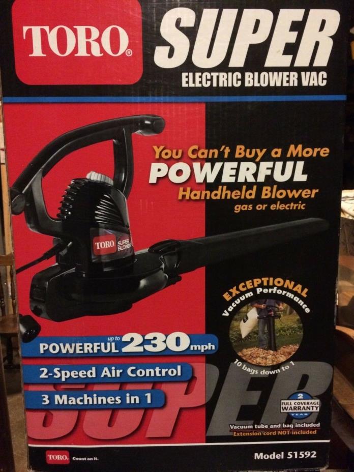 Toro 51592 Super 12 amp 2-Speed Air Control 3 in 1 Electric Blower/Vac 230 mph