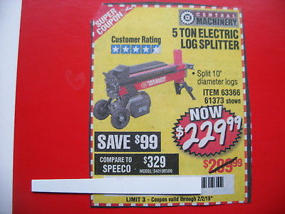 HARBOR FREIGHT***********BUY AD***********TO SAVE $99 on 5 ton log splitter