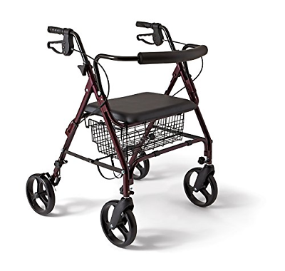 Medline Heavy Duty Bariatric Aluminum Mobility Rollator Walker with 8 Inch 400