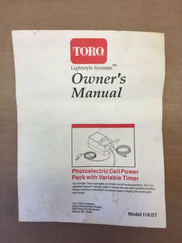 TORO Model 118DT Lightstyle Systems Owner's Manual. Photoelectric Cell Power