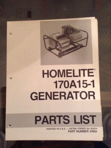 Homelite 170A15-1 Generator Parts List