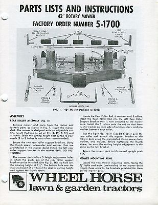 Vintage Wheel Horse Rotary Mower 5-1700 Owners Instruction Manual * Lawn Tractor