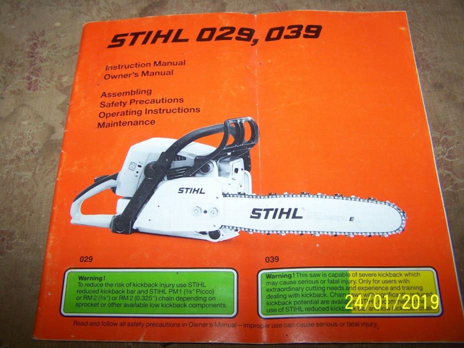 Stihl Chainsaw Factory Owners Instruction Manual 029, 039