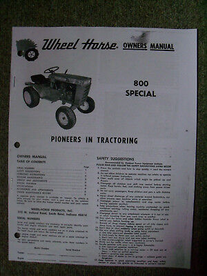 Wheel Horse Owners Manual 800 Special