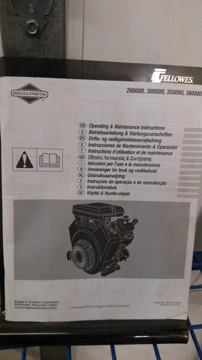 Briggs & Stratton 290000 300000 350000 380000 Operators Manual Part