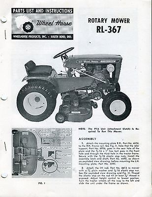 Vintage Wheel Horse Rotary Mower RL-367 Owners Instruction Manual * Lawn Tractor