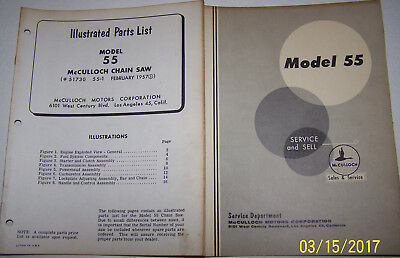 McCULLOCH CHAIN SAW MODEL 55 OEM ILLUSTRATED PARTS LIST