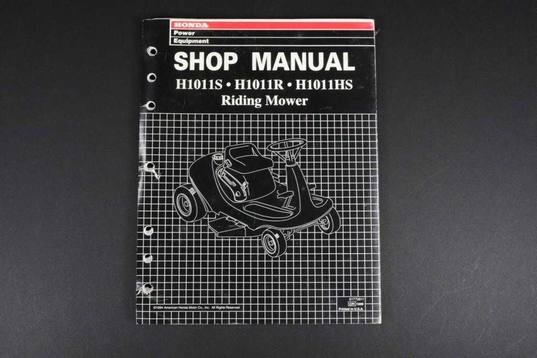 Honda Power Equipment H1011S H1011R & H1011HS Riding Mower Service Repair Manual