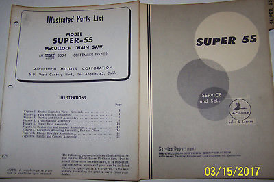 McCULLOCH CHAIN SAW MODEL SUPER-55 OEM ILLUSTRATED PARTS LIST