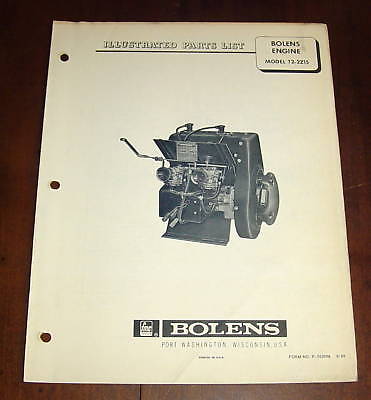 BOLENS ENGINE MODEL T2-2Z15 1969 PARTS MANUAL