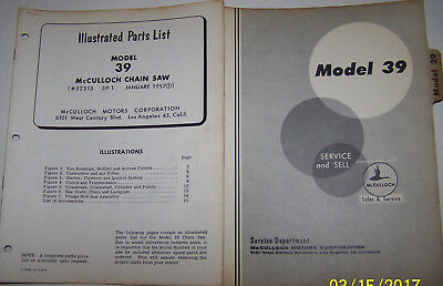 McCULLOCH CHAIN SAW MODEL 39 OEM ILLUSTRATED PARTS LIST
