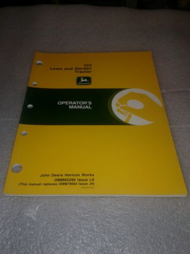 John Deere 322 Lawn And Garden Tractors Operators Manual OMM95296