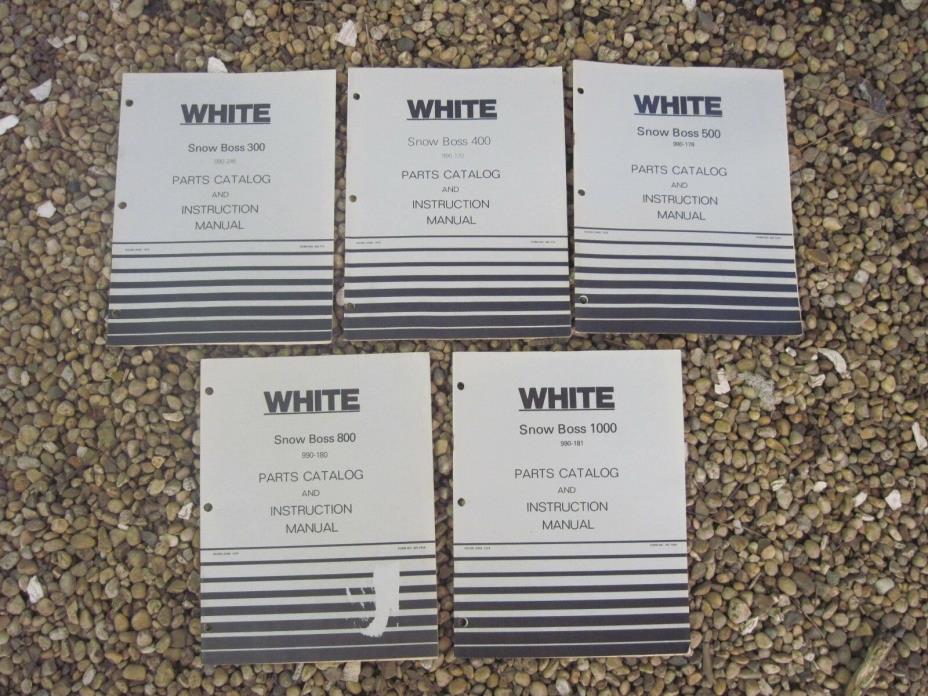 Five 1979 WHITE-SNOW BOSS Parts Catalogs/InstructionManuals,300;400;500;800;1000