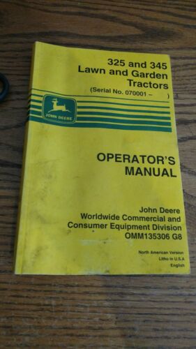 JOHN DEERE 325 345 LAWN AND GARDEN TRACTORS OPERATORS MANUAL Original