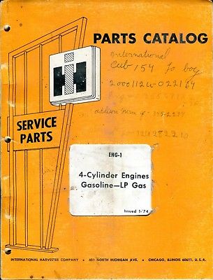 INTERNATIONAL HARVESTER IH Parts Catalog 4 Cylinder Gas Engines, ENG-1, ORIGINAL
