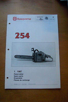 HUSQVARNA  VINTAGE 1987  ILLUSTRATED PARTS LIST CHAINSAW MODEL 254