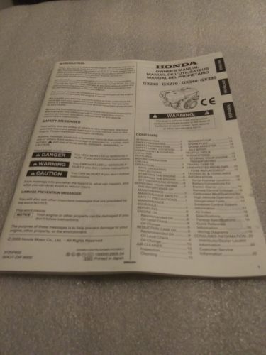 Honda GX240 GX270 GX340 GX390 Owners Manual