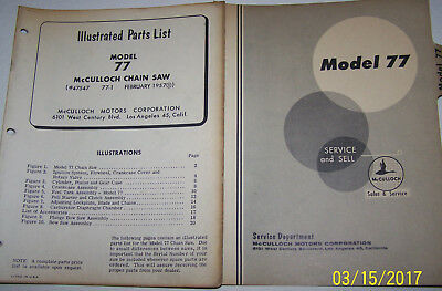 McCULLOCH CHAIN SAW MODEL 77 OEM ILLUSTRATED PARTS LIST