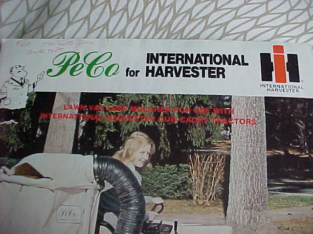 Super rare PECO Lawn Vac AND IH Cub Cadet 1450 garden tractor crossover Brochure
