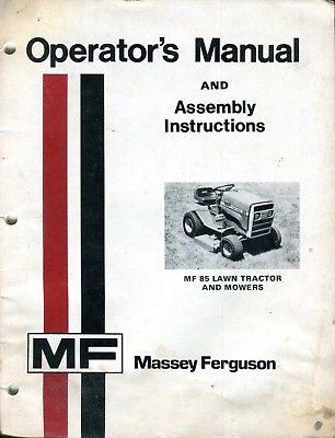 Massey Ferguson MF 85 Lawn Tractor & Mower Operator's Owner's Manual