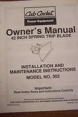 CUB CADET OWNER'S MANUAL FOR 42