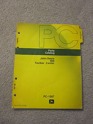 JOHN DEERE PARTS CATALOG MANUAL, 569  TOOLBAR CARRIER PC-1587