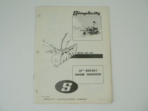 Simplicity 27” Rotary Snow Thrower 561 Operators/Owners Manual Blower