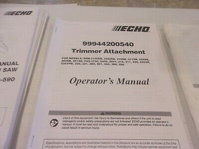 ECHO Owner's Manual 99944200540 Straight Shaft Trimmer Attachment