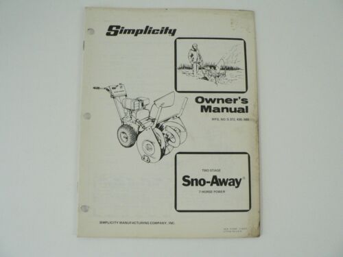 Simplicity Two Stage 372 430 560 Sno Away 7 HP Owners Manual Snow Blower