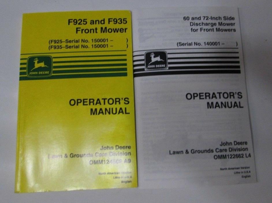JOHN DEERE F925 AND F935 FRONT MOWERS OPERATORS MANUAL