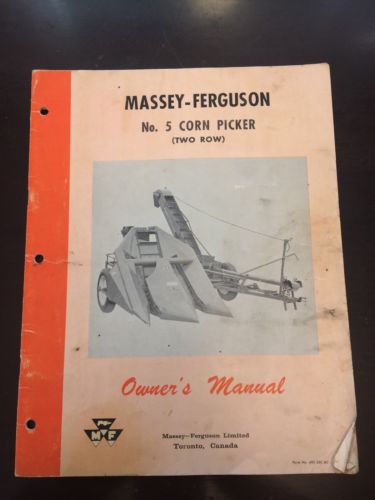 Massey Ferguson No. 5 Two-Row Corn Picker Owner Operator Manual Owner's FACTORY