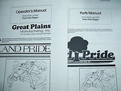 LAND PRIDE Parts & Operator Manuals * PD15 PD25 PD35 Post Hole Diggers