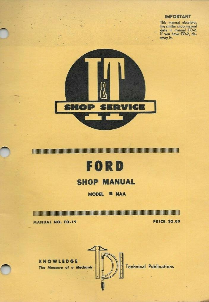 1954 FORD SHOP MANUALTRACTOR  MANUAL NO FO -19