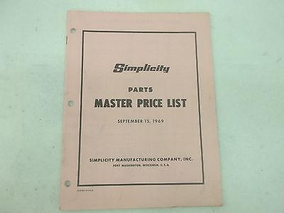 Simplicity September 15 1969 Parts Master Price List
