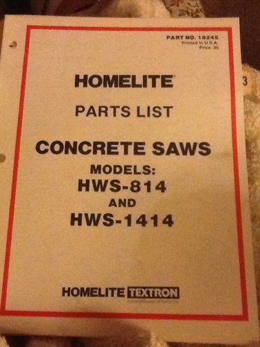 Homelite Parts List Concrete Saws 