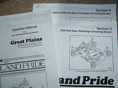 LAND PRIDE Parts & Operator Manuals * RD Grooming Mowers FDR1548, 1560, 1572