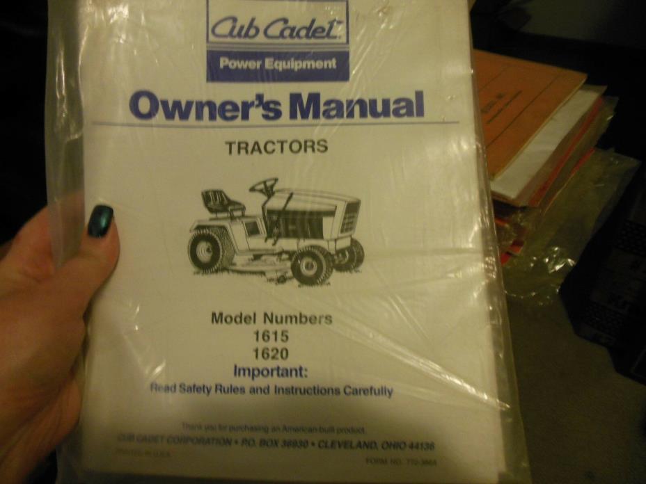 Cub Cadet Owner's Manual Tractor models 1615 and 1620 New