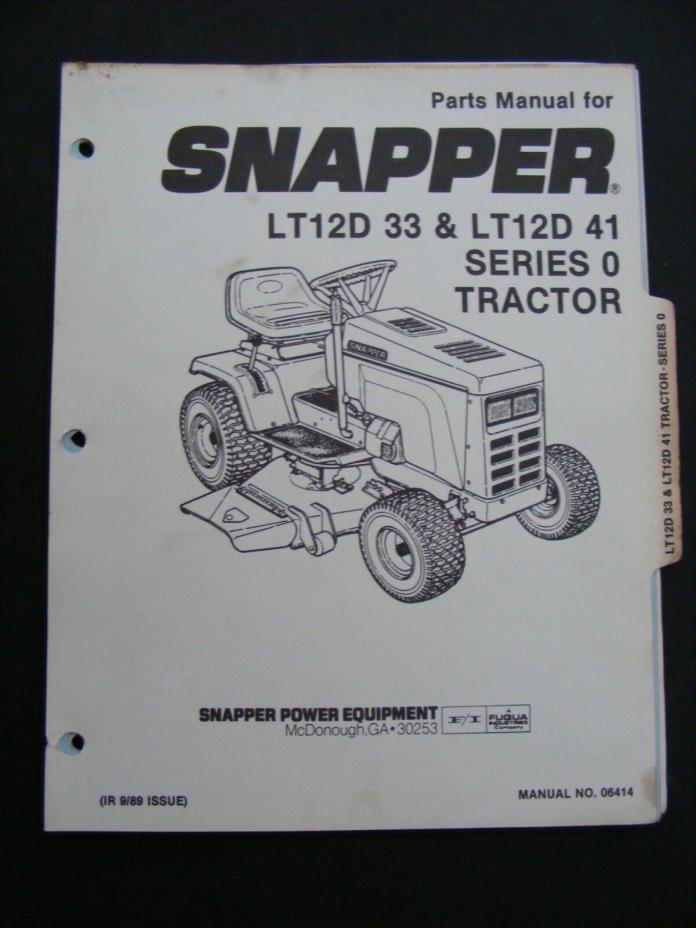 Snapper Riding Mower Series 0 Tractor Parts Manual Illustrated LT12D33 & LT12D41