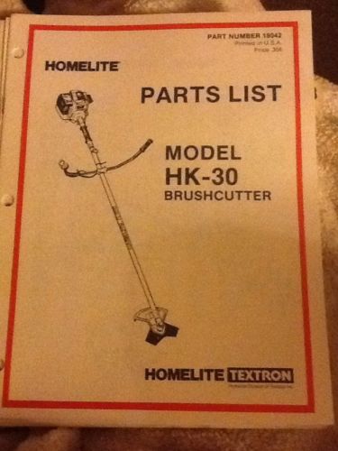 Homelite Parts List For Model HK-30 Brush cutter