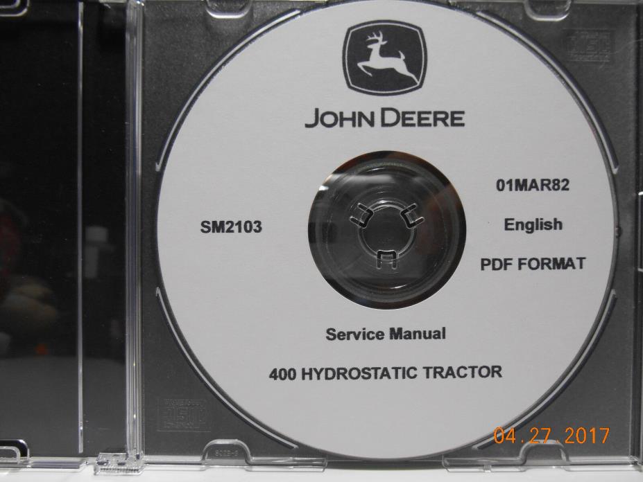 John Deere 400 Hydostatic Tractor Shop Manual SM2103 On CD