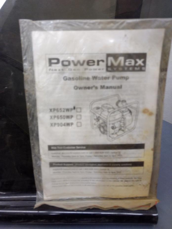 Power Max water pump owners manual xp652wp xp650wp xp904wp