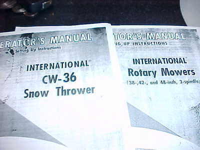 early IH Cub Cadet Operator's manuals copy CW-36 Snow Thrower Rotary Mower deck