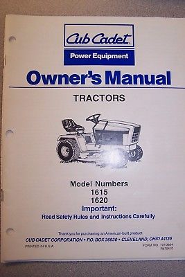 CUB CADET OWNER'S MANUAL MODEL NUMBERS 1615 AND 1620