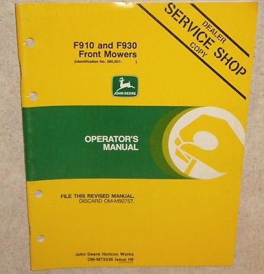 John Deere F910 and F930 Front Mowers Operator's Manual OM-M75849 Issue F7